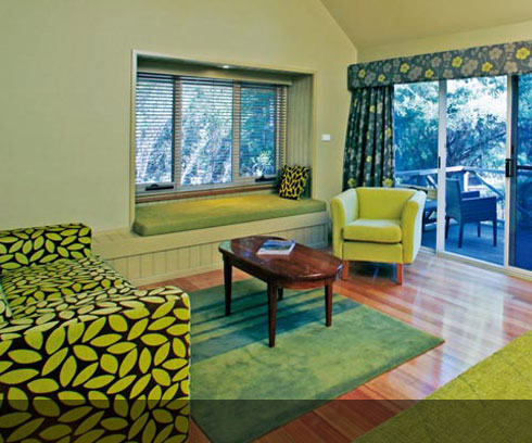 Lively decor in the Freycinet Cabins at Freycinet Lodge