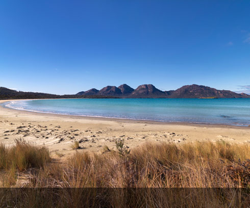 The expansive Richardsons Beach at Coles Bay, Tasmania