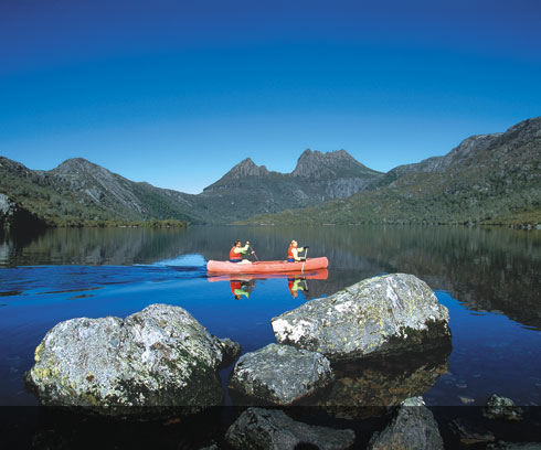 Canoeing on Dove Lake, Cradle Mt