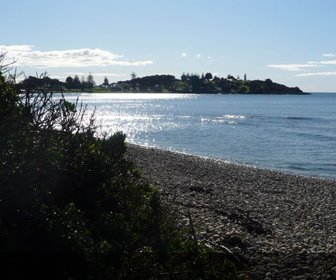 Looking across the smooth Bass Strait waters to Devonport Bluff