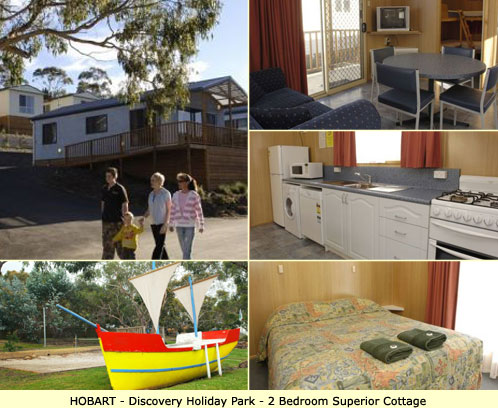 Hobart Accommodation for Family of 2 Adults and 2 Children - Discovery Holiday Park Hobart - 2 Bedroom Superior Cottage