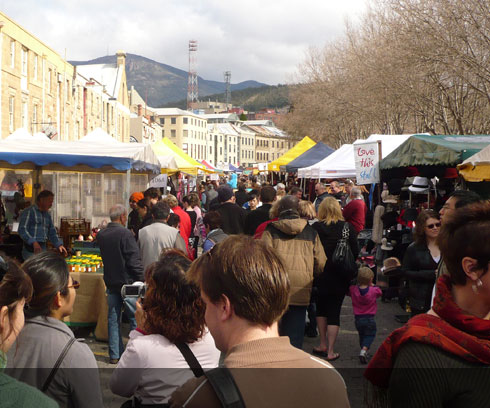 The celebrated Salamanca Markets fill the streets of Hobart every Saturday