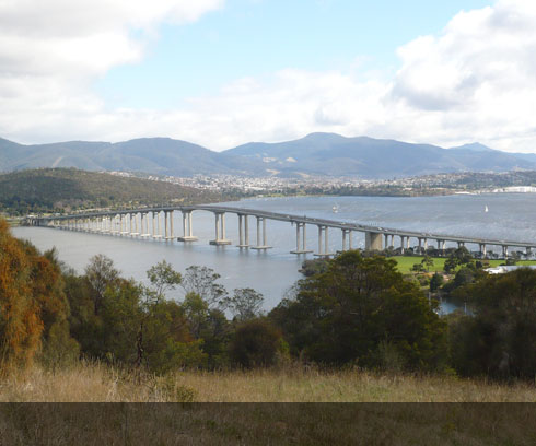 The impressive Tasman Bridge links east to west Hobart