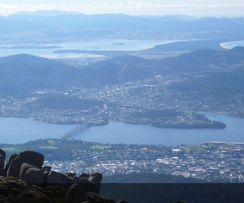 Expansive views of Hobart from the Mountain top