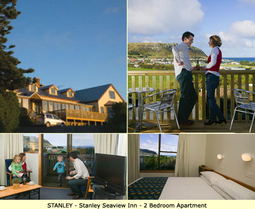 Stanley Accommodation for Family of 2 Adults and 2 Children - Stanley Seaview Inn - 2 Bedroom Apartment