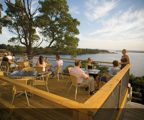 Enjoy the views from the high deck at Strahan Village