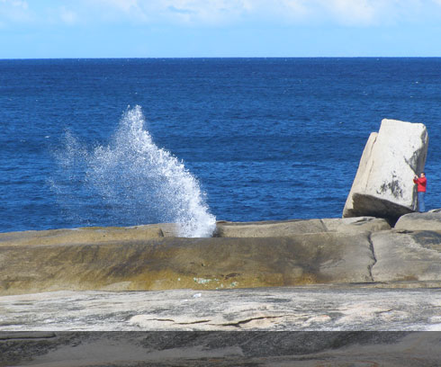 The blowhole at Bicheno, just north of Swansea, a tourist favourite